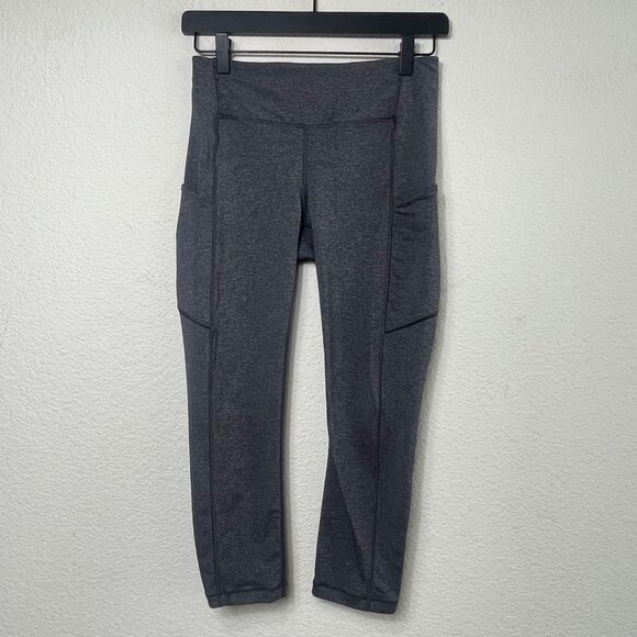 Lululemon Speed Up Crop 21" Leggings Size 4 Heathered Black Luxtreme W6AK6 - Picture 4 of 8